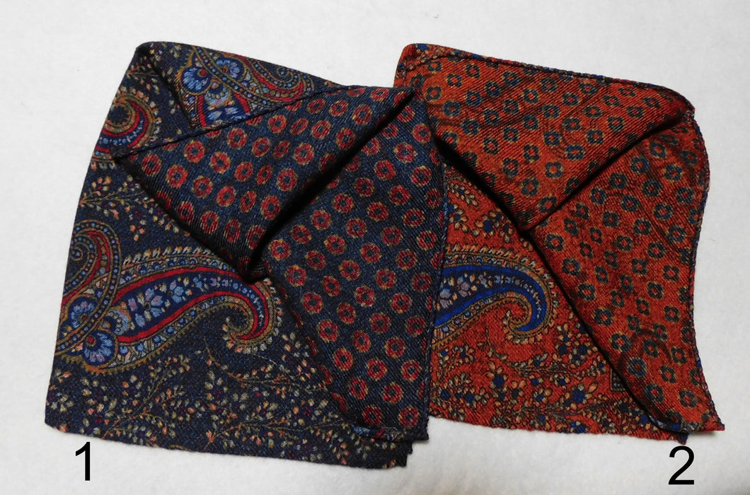 A4004 100% Wool Double Sided Pocket Square Made In Italy