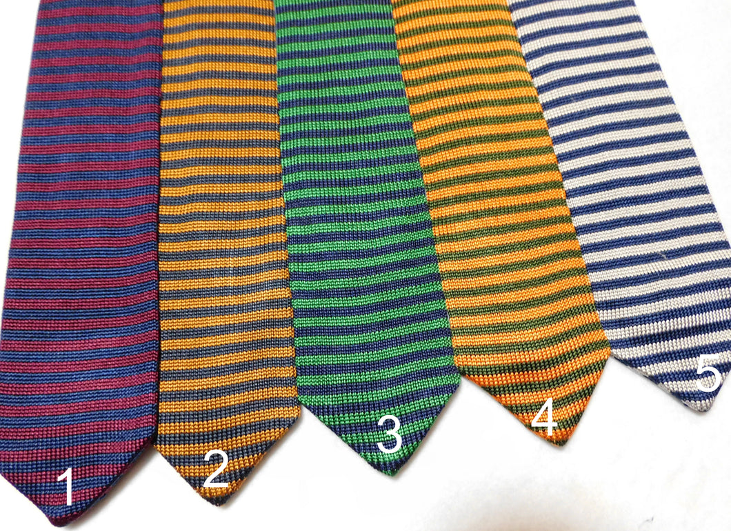 239535 Silk Knit Horizontal Striped Necktie Made in Italy