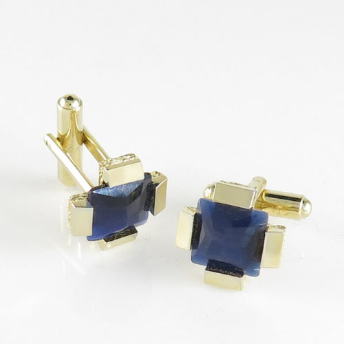 C280 Goldtone Four-sided w/ Blue Stone